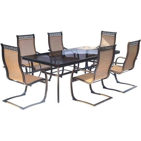 HIGHKEY Monaco Dining Set with Spring Sling Chairs & Glass Table - 7 Piece LR614335
